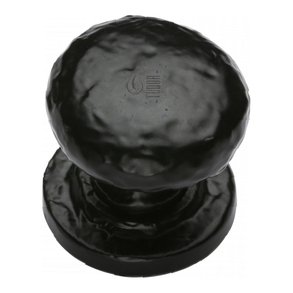 TC532 32 • 32 x 34mm • Antique Black Iron • Heritage Brass Bun Antique Cabinet Knob